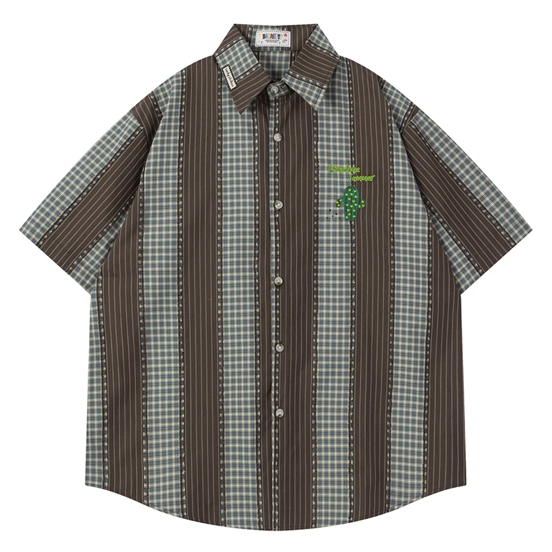 Summer Mens Striped Shirts Hip Hop Patchwork Cactus Embroidery Blouses 2025 Harajuku Streetwear Casual Fashion Loose Shirts
Summer Mens Striped Shirts Hip Hop Patchwork Cactus Embroidery Blouses 2025 Harajuku Streetwear Casual Fashion Loose Shirts