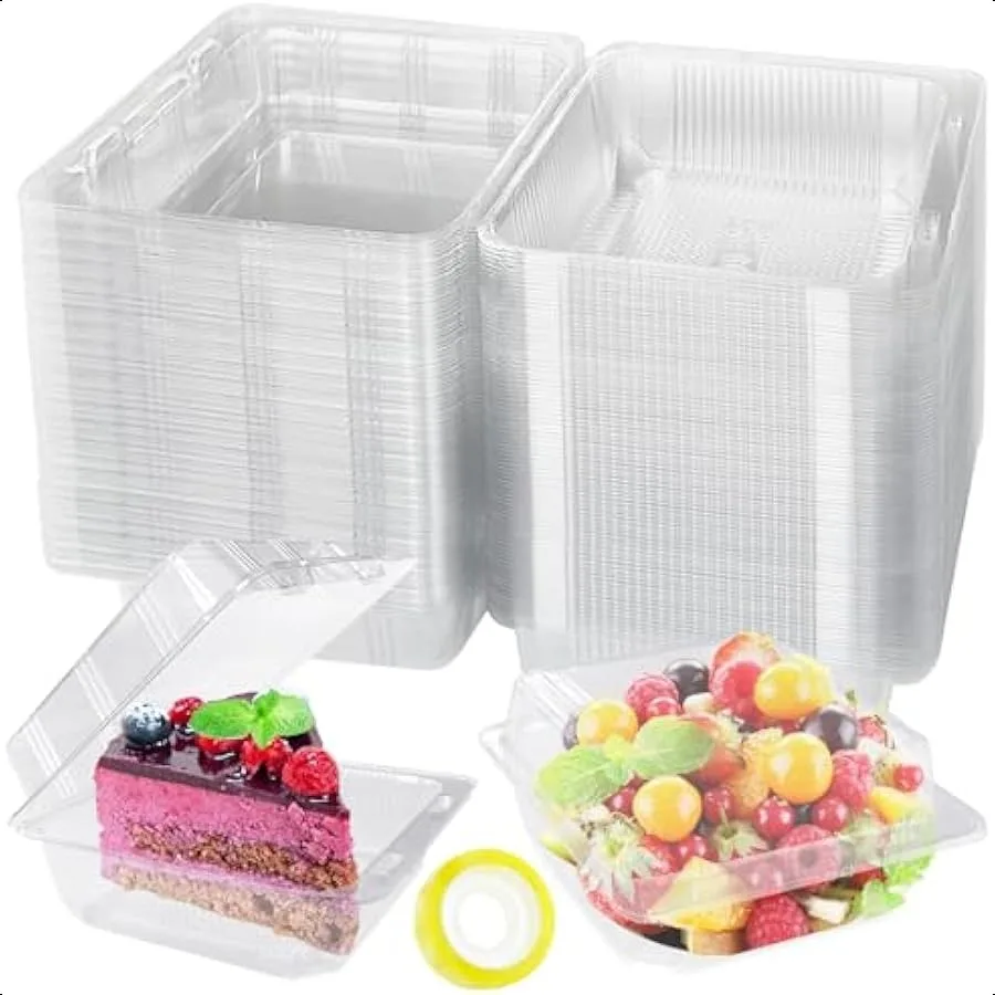 100 Pcs Clear Plastic Square Hinged Food Clamshell ContainerDisposable To Go Containers with Clear Lids Cake Slice Takeout Tray
100 Pcs Clear Plastic Square Hinged Food Clamshell ContainerDisposable To Go Containers with Clear Lids Cake Slice Takeout Tray