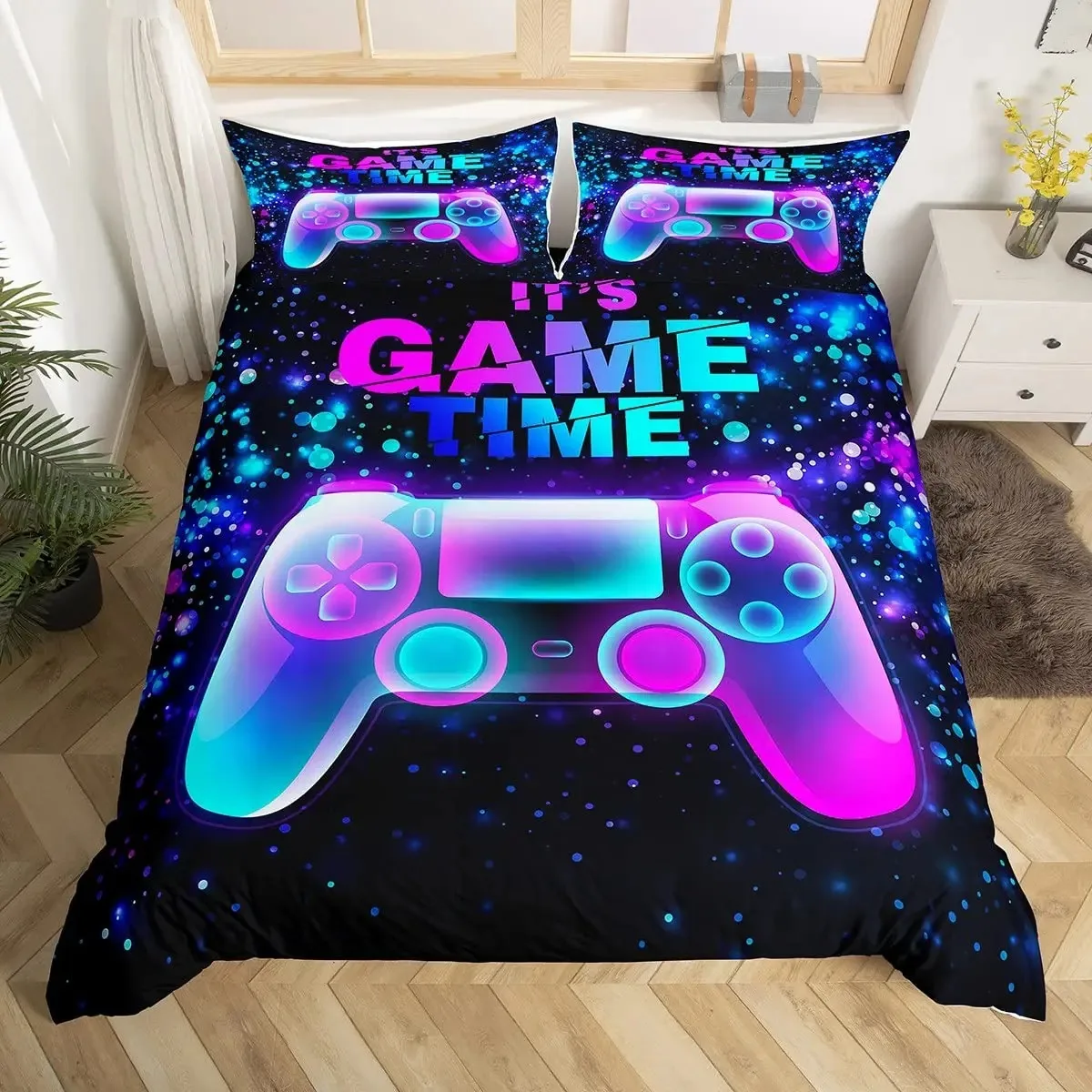 Boys Gamer Bedding Set King Queen Pink Purple Gamer Duvet Cover Modern Gaming Polyester Comforter Cover Game Quilt Cover
Boys Gamer Bedding Set King Queen Pink Purple Gamer Duvet Cover Modern Gaming Polyester Comforter Cover Game Quilt Cover