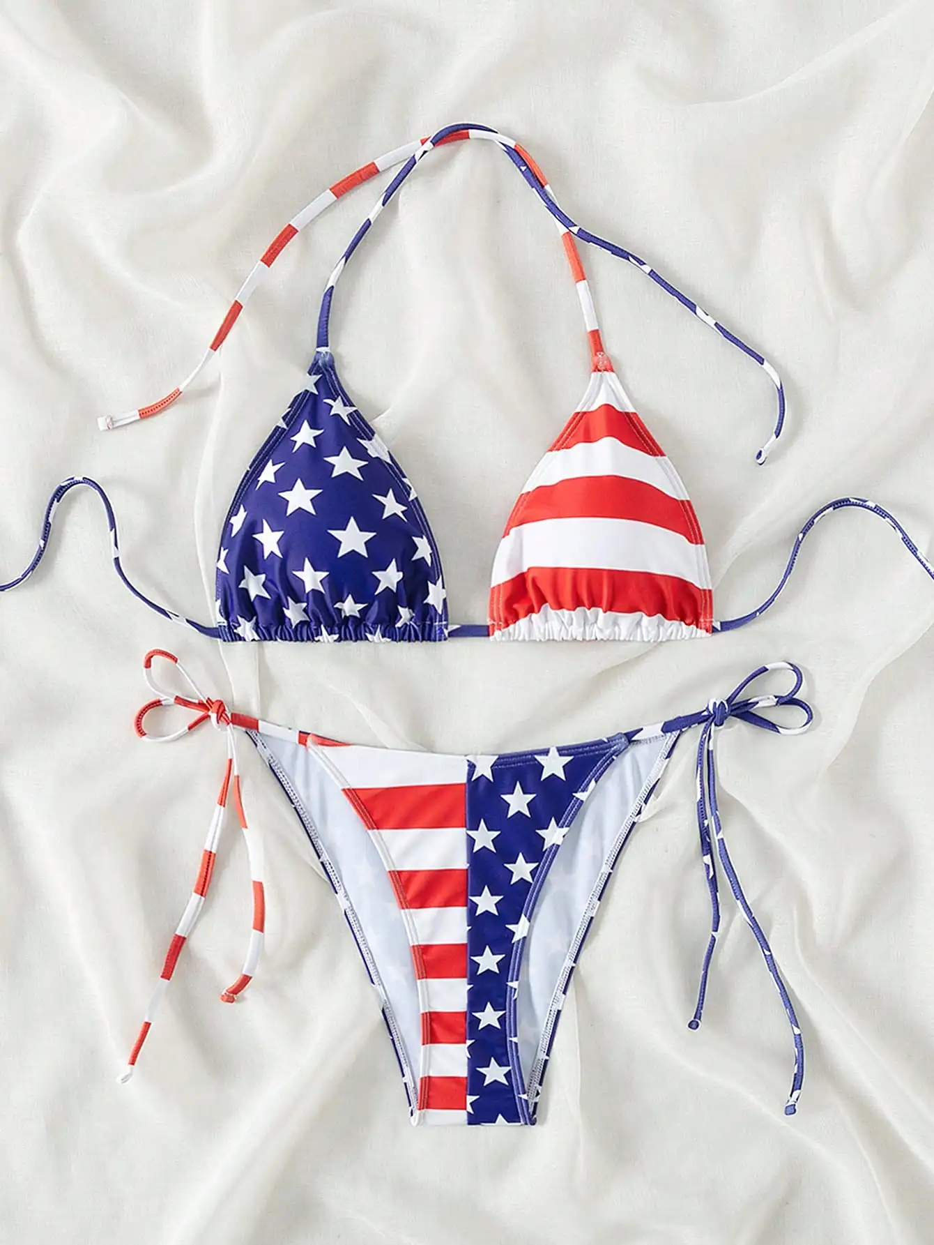 American Flag Print Side Tie Bikini Set Women Spaghetti Strap Beach Swimwear
American Flag Print Side Tie Bikini Set Women Spaghetti Strap Beach Swimwear