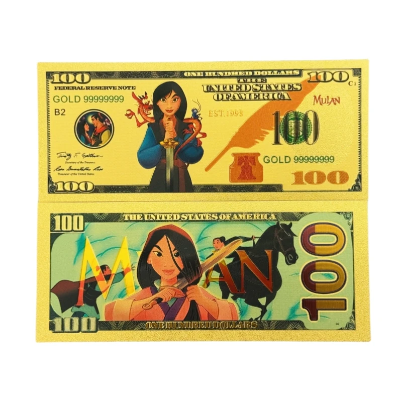 1-10 Pcs Hot Sale Disney Mulan Banknote Anime Gold Banknote in 24k Gold Plated For Collection
1-10 Pcs Hot Sale Disney Mulan Banknote Anime Gold Banknote in 24k Gold Plated For Collection
