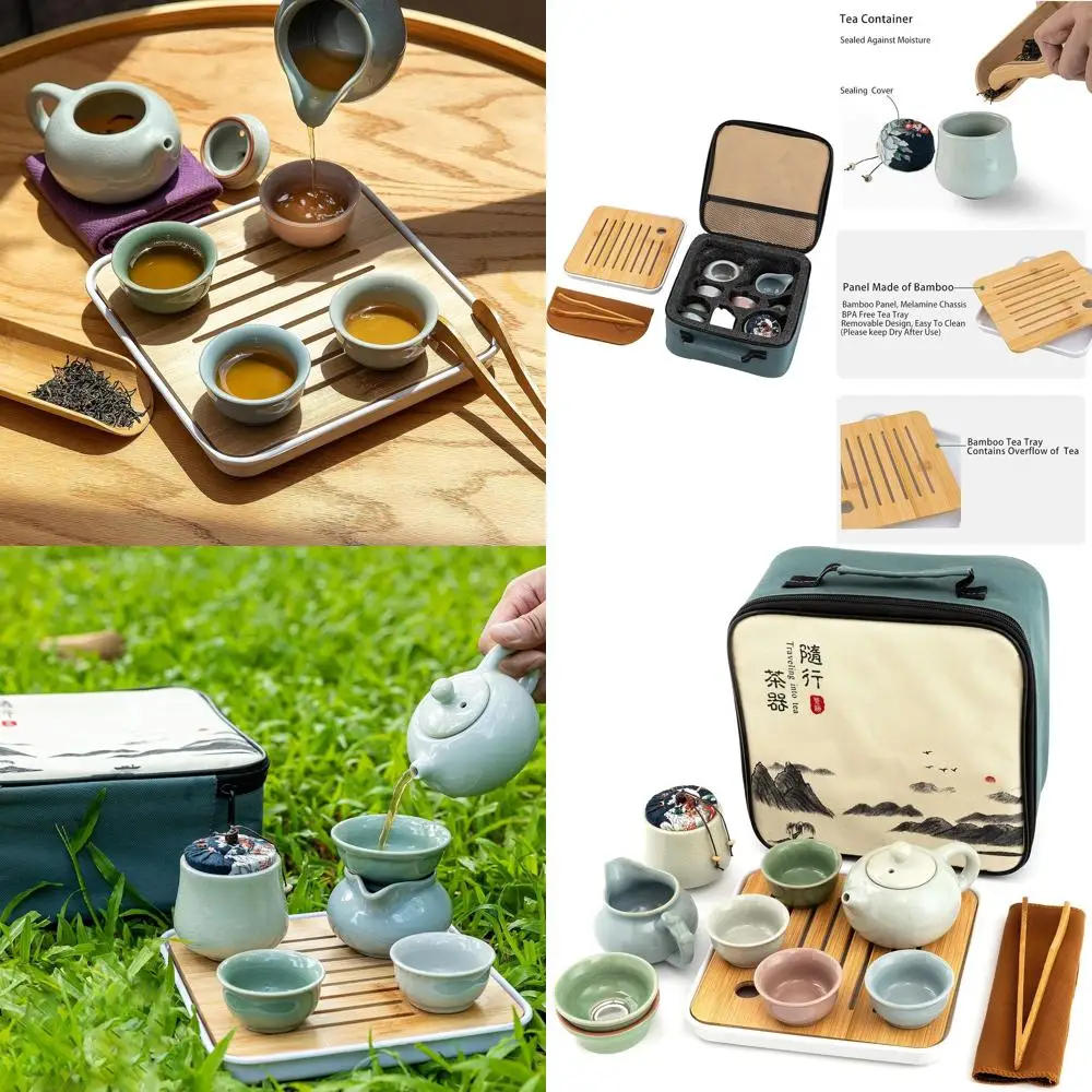 Portable 12-Piece Mini Travel Tea Set with Pot, Cups, Bamboo Tray, Canister, and Carry Bag - Ideal for Office, Outdoors, and Tra
Portable 12-Piece Mini Travel Tea Set with Pot, Cups, Bamboo Tray, Canister, and Carry Bag - Ideal for Office, Outdoors, and Tra