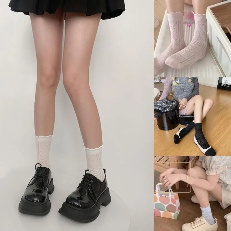 23GE Womens Eyelet Calf Socks Solid White Above Ankle Socks Casual Soft Breathable Thin Socks for Dress Skirt
23GE Womens Eyelet Calf Socks Solid White Above Ankle Socks Casual Soft Breathable Thin Socks for Dress Skirt