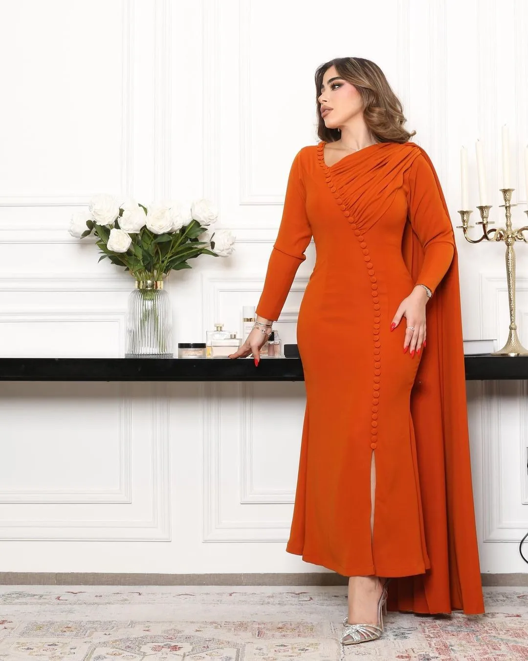 Customized Mermaid Long Sleeves Evening Dresses V Neck Pleated Side Split Ankle Length Prom Dresses Party Dresses
Customized Mermaid Long Sleeves Evening Dresses V Neck Pleated Side Split Ankle Length Prom Dresses Party Dresses