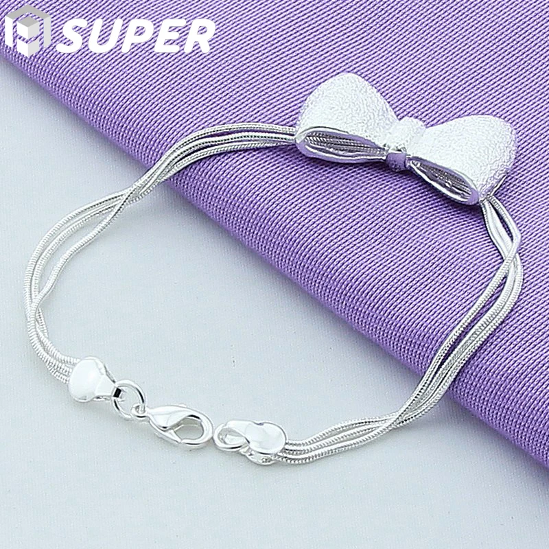 925 Sterling Silver Bow-knot Bracelet For Woman Charm Wedding Engagement Party Fashion Jewelry
925 Sterling Silver Bow-knot Bracelet For Woman Charm Wedding Engagement Party Fashion Jewelry