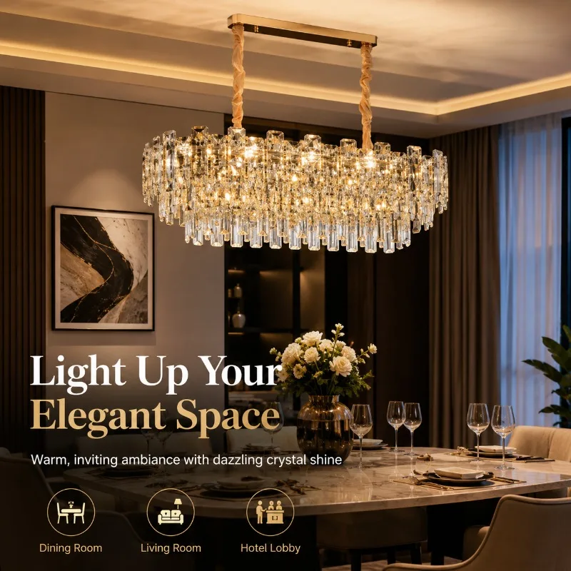 Modern Luxury Crystal Chandelier Rectangle Gold L Ceiling Pendant Light Dining Room Living Room Hotel Villa Ceiling Lamp Fixture
Modern Luxury Crystal Chandelier Rectangle Gold L Ceiling Pendant Light Dining Room Living Room Hotel Villa Ceiling Lamp Fixture