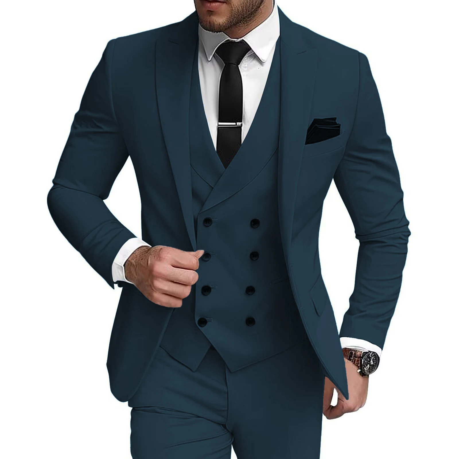 3 Piece Double Breasted Suits for Men Slim Fit Wedding Suit One Button Blazer Vest Pants Sets Formal Wedding Prom Party Suits
3 Piece Double Breasted Suits for Men Slim Fit Wedding Suit One Button Blazer Vest Pants Sets Formal Wedding Prom Party Suits