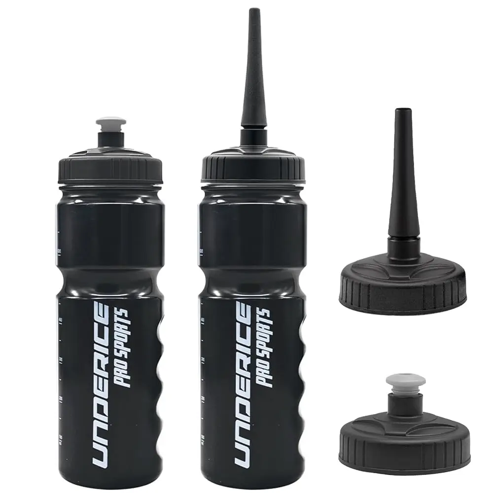 Hockey Water Bottle 25.3oz 2 Pack - Leakproof Sport Water Bottles with Short/Long Nozzle Lids for Hockey/Lacrosse/Baseball/S
Hockey Water Bottle 25.3oz 2 Pack - Leakproof Sport Water Bottles with Short/Long Nozzle Lids for Hockey/Lacrosse/Baseball/S