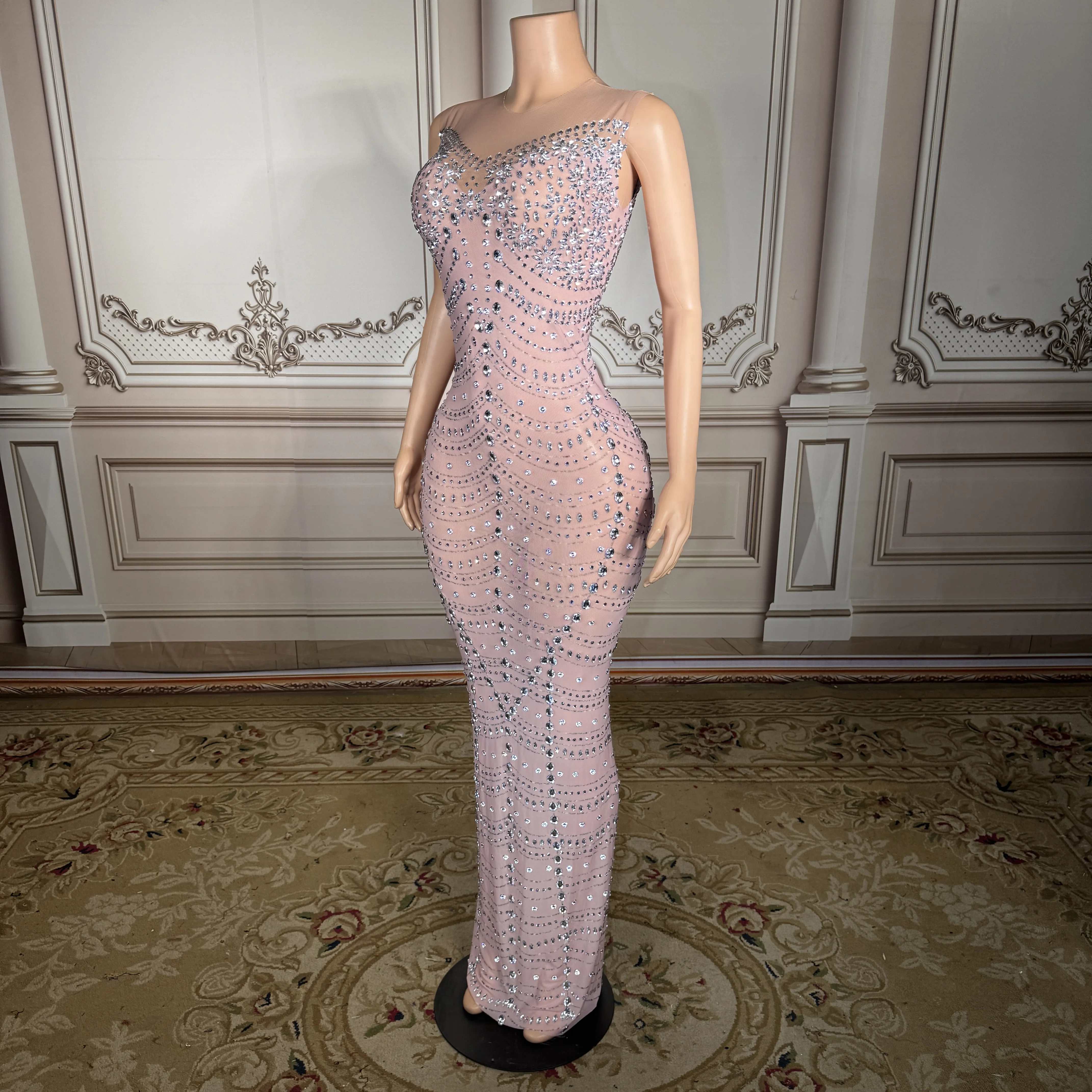 ZD new rhinestone sexy mesh see through sleeveless dress hip hugging dress socialite birthday party host banquet evening gown
ZD new rhinestone sexy mesh see through sleeveless dress hip hugging dress socialite birthday party host banquet evening gown