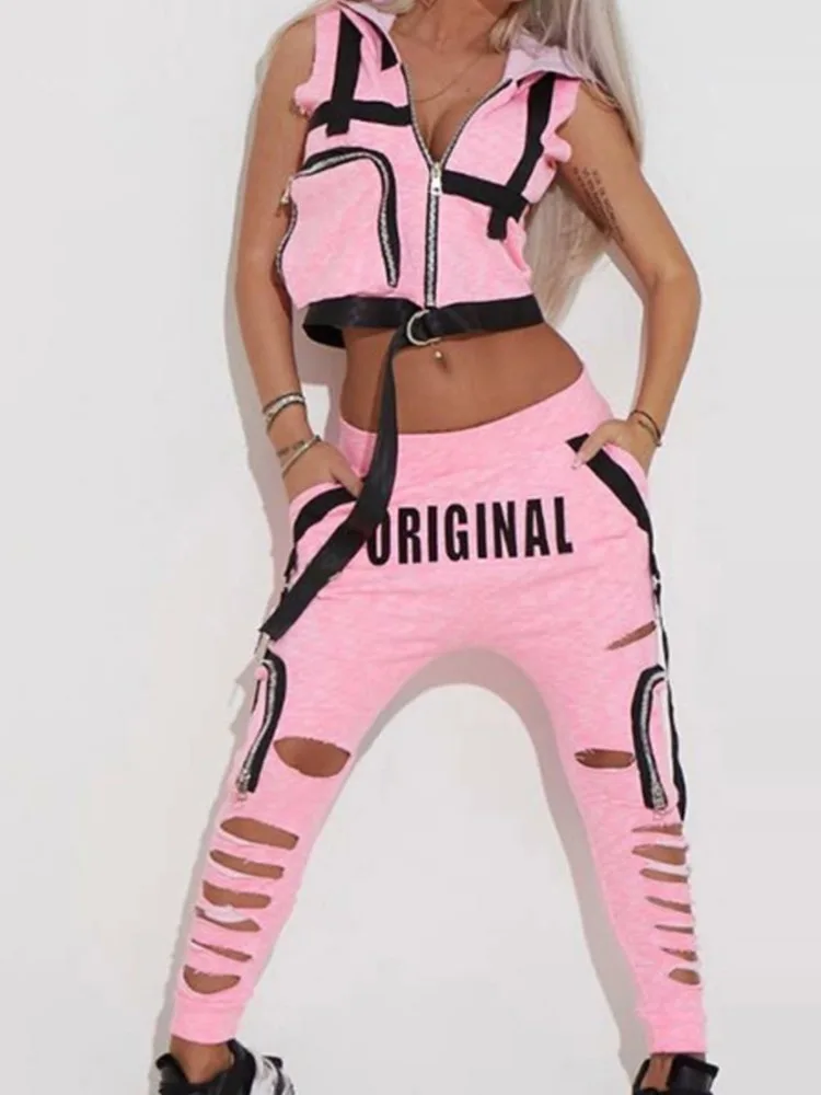 2 pieces set Women's clothes set Sports Sportswear Yoga Suit Women Fashion Hooded Zipper Vest&Hole Pants Suits Female Fashion
2 pieces set Women's clothes set Sports Sportswear Yoga Suit Women Fashion Hooded Zipper Vest&Hole Pants Suits Female Fashion