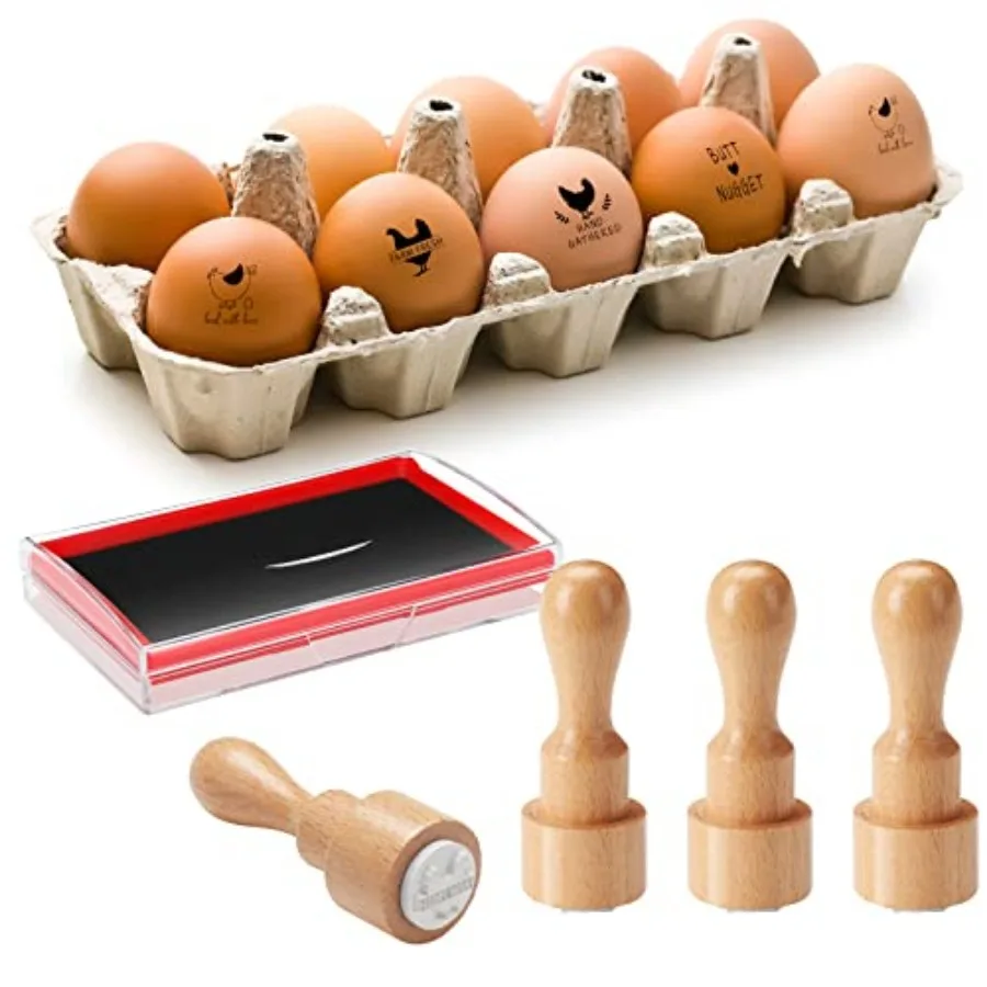 4 Pcs Fresh Egg Stamp Round Wooden Rubber Stamp for Easter Eggs Stamp Sticker Chicken Label Stamp Mini Carton Stamp with Ink Pa
4 Pcs Fresh Egg Stamp Round Wooden Rubber Stamp for Easter Eggs Stamp Sticker Chicken Label Stamp Mini Carton Stamp with Ink Pa