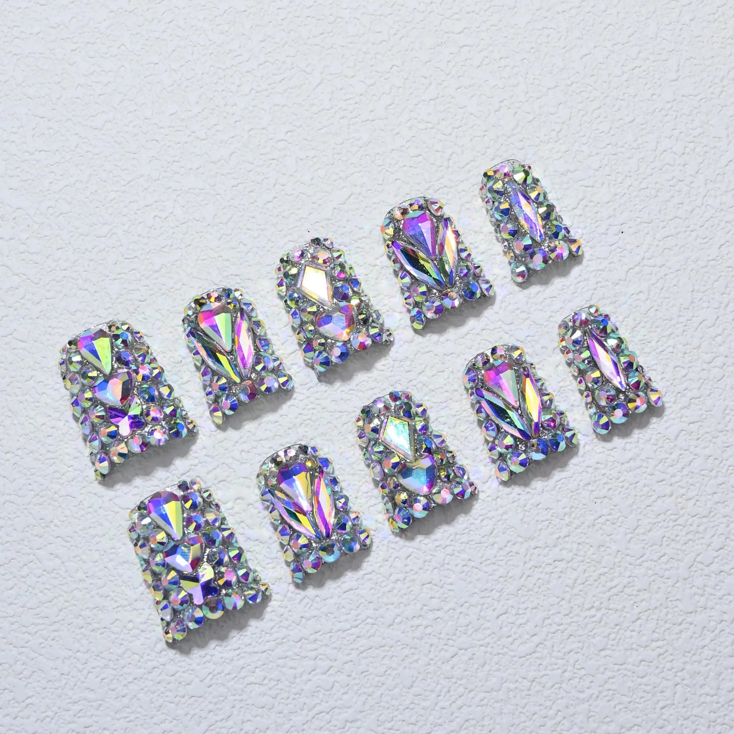 Handmade Y2K Iridescent Rhinestone Press - On Nails, Sparkly Crystal Design, Perfect For Holiday Parties & Glam Nights
Handmade Y2K Iridescent Rhinestone Press - On Nails, Sparkly Crystal Design, Perfect For Holiday Parties & Glam Nights