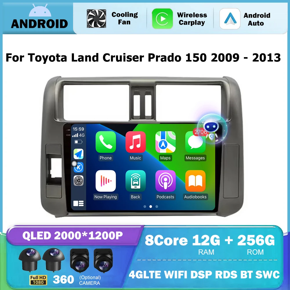 Android Auto для Toyota Land Cruiser Prado 150 2009-2013, автомобильный мультимедийный видеоплеер, аксессуары, беспроводной CarPlay GPS 4G WIFI
Android Auto для Toyota Land Cruiser Prado 150 2009-2013, автомобильный мультимедийный видеоплеер, аксессуары, беспроводной CarPlay GPS 4G WIFI