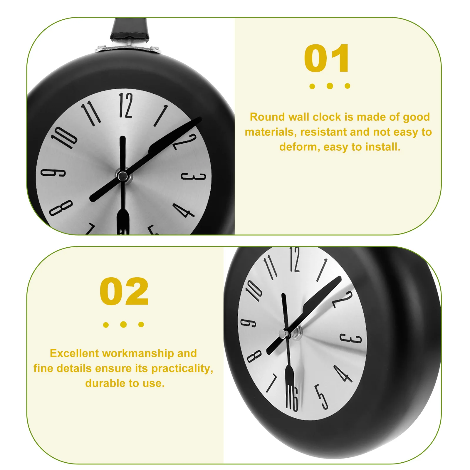 1Set Quartz Metal Round Wall Clock Silent Non-Ticking Sweep Seconds Kitchen Decorative Hanging Clock Home Decor
1Set Quartz Metal Round Wall Clock Silent Non-Ticking Sweep Seconds Kitchen Decorative Hanging Clock Home Decor