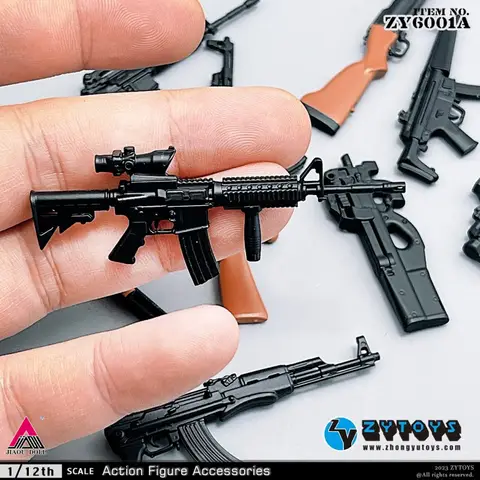 ZYTOYS ZY6001 1/12 Scale Gun Model MP5 M4 AK47 P90 M1887 Mini Scene Accessories Fit 6'' Soldier Action Figure Body