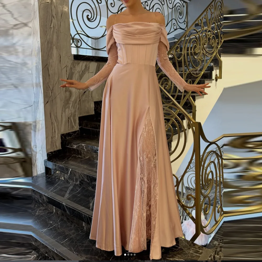 Customized Evening Dress A-Line Hig Split Off-The-Shoulder Neckline Floor-Length Flowers Lace Prom Dresses For Special Occasions
Customized Evening Dress A-Line Hig Split Off-The-Shoulder Neckline Floor-Length Flowers Lace Prom Dresses For Special Occasions
