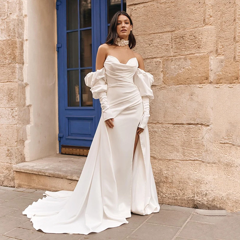 Eightree Boho Mermaid Wedding Dresses Sweetheart High Split Bridal Dress Elegant Wedding Evening Prom Gowns bestidos de novia 
Eightree Boho Mermaid Wedding Dresses Sweetheart High Split Bridal Dress Elegant Wedding Evening Prom Gowns bestidos de novia