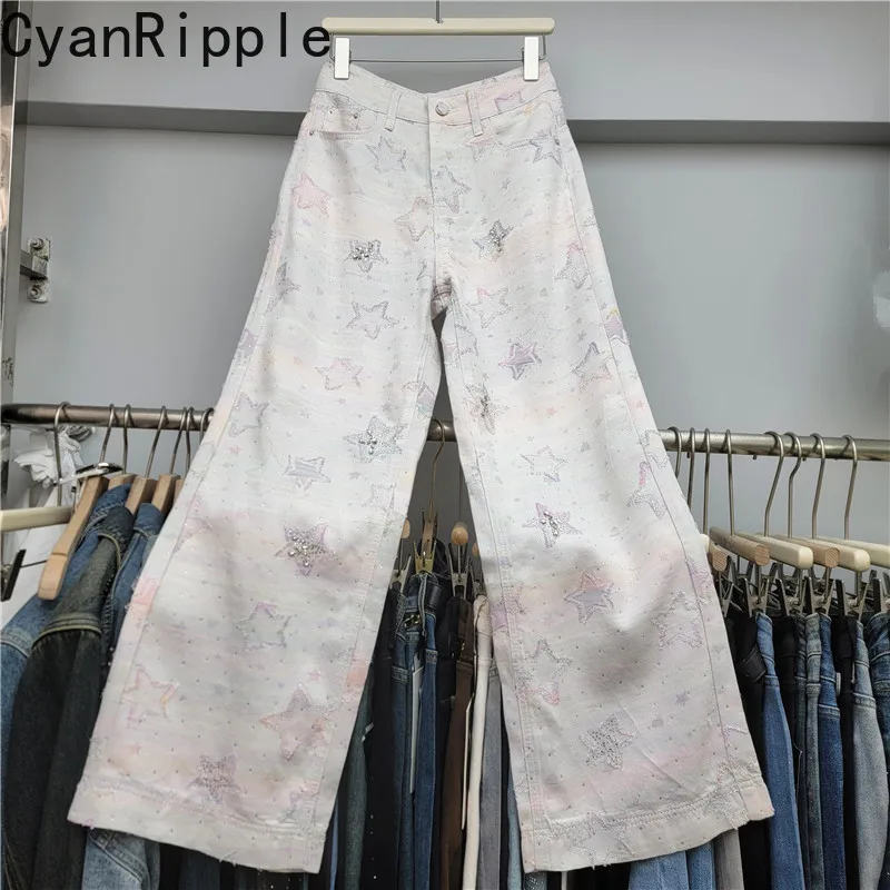Spice Girls Stars Jacquard Denim Long Trousers New Spring Summer All-match High Waist Hot Diamonds Pants Women Wide Leg Jeans
Spice Girls Stars Jacquard Denim Long Trousers New Spring Summer All-match High Waist Hot Diamonds Pants Women Wide Leg Jeans