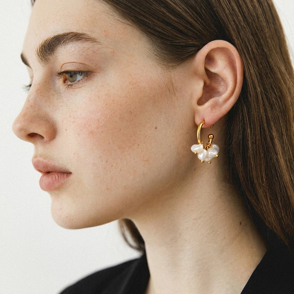 Stainless Steel Pearl Hoop Earrings for Women 18K Gold Color C-Shape Drop Earring Daily Vintage Elegant Jewelry Accessories
Stainless Steel Pearl Hoop Earrings for Women 18K Gold Color C-Shape Drop Earring Daily Vintage Elegant Jewelry Accessories