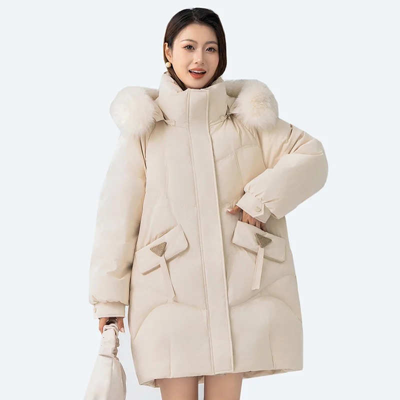 2023 new Casual Hooded Winter Down Jacket Women Solid color Warm Long sleeved White Duck Down Coat women
2023 new Casual Hooded Winter Down Jacket Women Solid color Warm Long sleeved White Duck Down Coat women