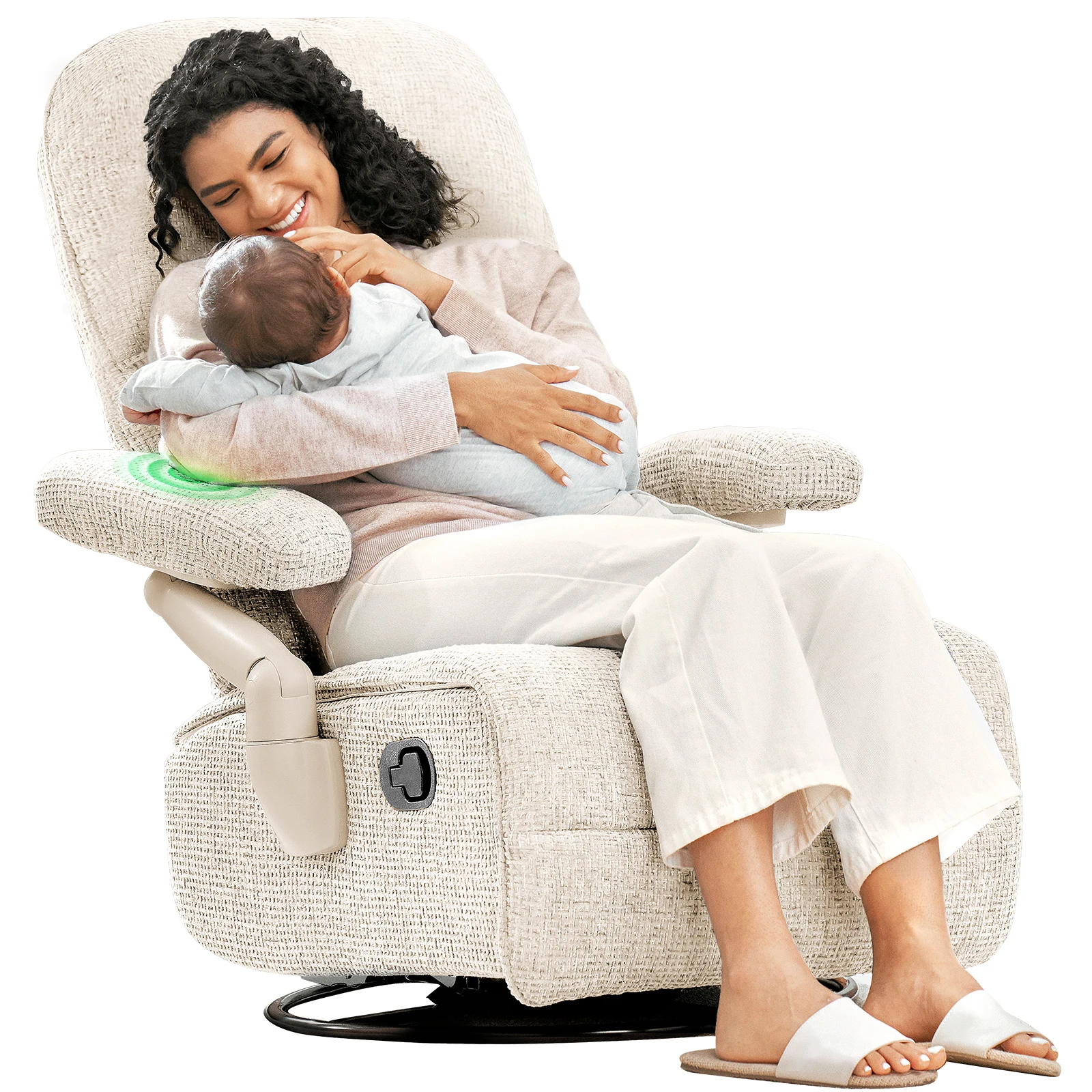 Lullacloud Swivel Rocker Recliner Chair, Adjustable Headrest & Armrests, Soft Glider Chair with Removable Cover for Living Room
Lullacloud Swivel Rocker Recliner Chair, Adjustable Headrest & Armrests, Soft Glider Chair with Removable Cover for Living Room
