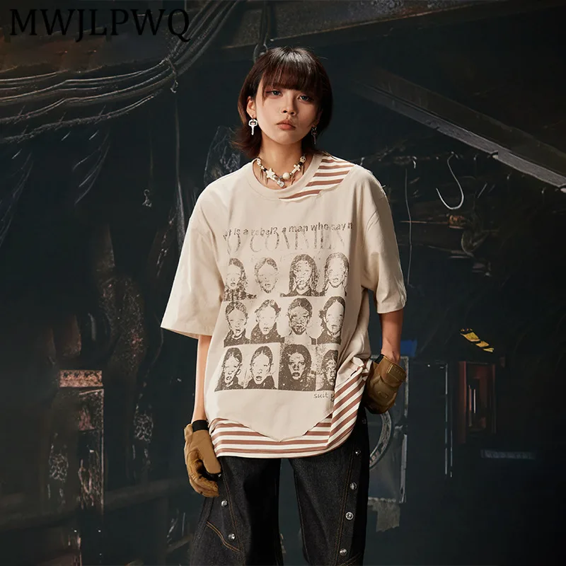 MWJLPWQ Unisex Vintage Distressed Portrait Print T-shirt Patchwork Structured Design Street Loose Fit Short Sleeve Tops 14822
MWJLPWQ Unisex Vintage Distressed Portrait Print T-shirt Patchwork Structured Design Street Loose Fit Short Sleeve Tops 14822