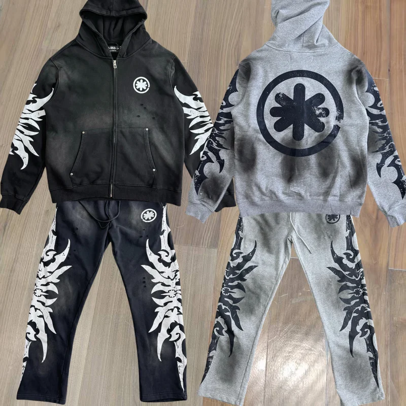 Wing Pattern Printed LOST SHDWS Hooded Sweatshirt Sweatpants Retro Distressed Cardigan Men Women Hip Hop Hole Zipper HoodyPants
Wing Pattern Printed LOST SHDWS Hooded Sweatshirt Sweatpants Retro Distressed Cardigan Men Women Hip Hop Hole Zipper HoodyPants