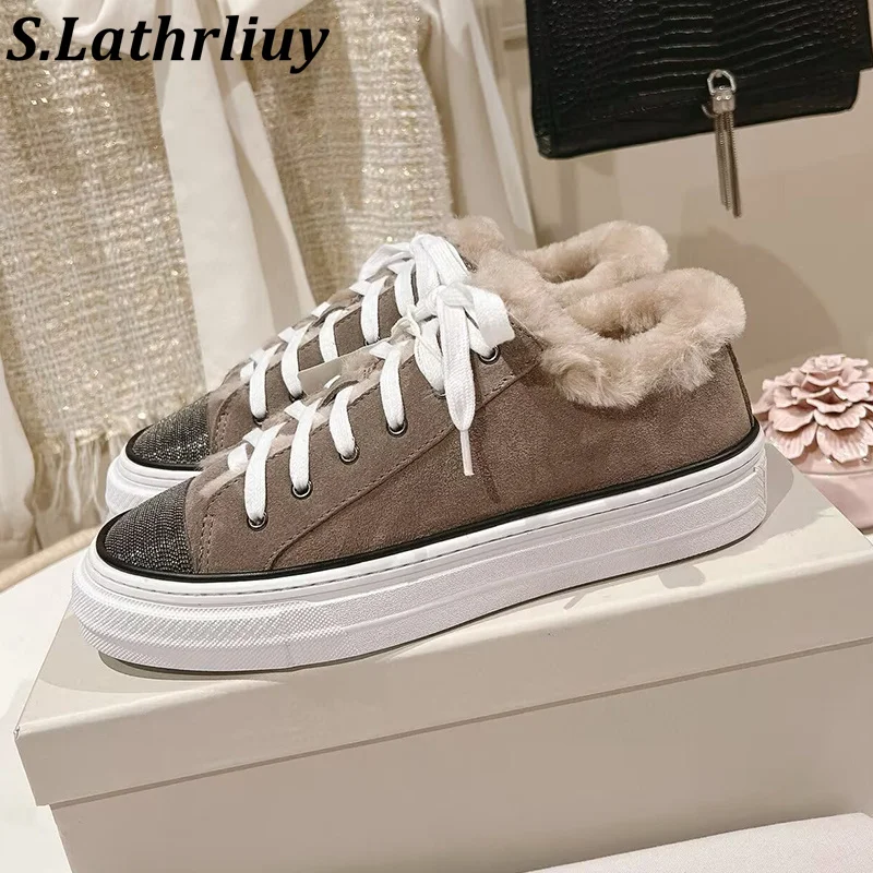 Winter Women's Cowhide Lace Up Tennis Shoes Round Toe Flat Heel Thick Sole Sneakers Warm Real Wool Walking Shoes Casual Shoes
Winter Women's Cowhide Lace Up Tennis Shoes Round Toe Flat Heel Thick Sole Sneakers Warm Real Wool Walking Shoes Casual Shoes
