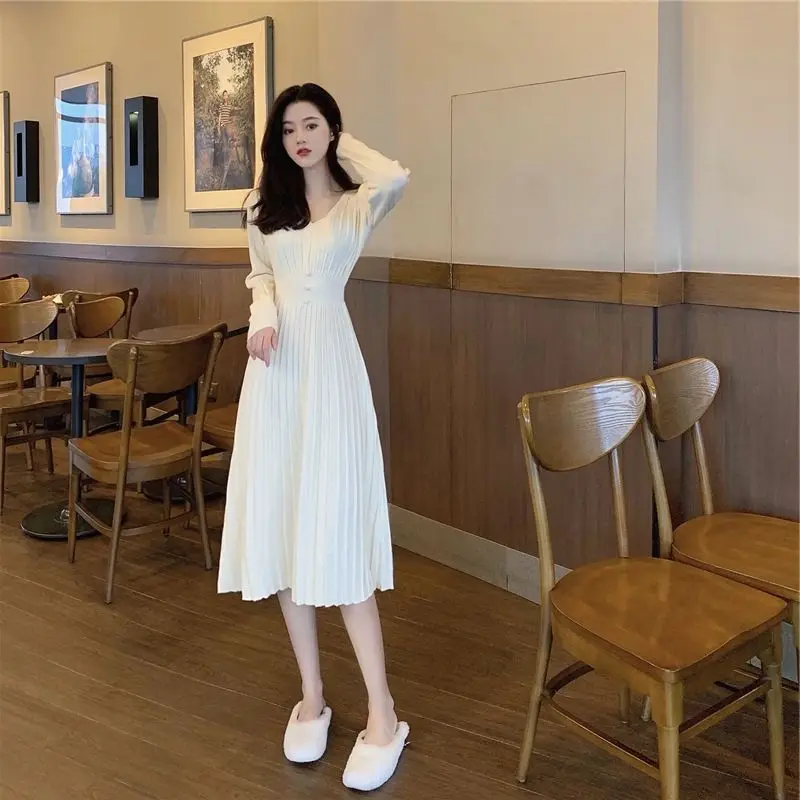 Gidyq Autumn Women Folds Dress Korean Casual Fashion Slim Midi Dresses Female High Waist Elegant Long Sleeve Dress New
Gidyq Autumn Women Folds Dress Korean Casual Fashion Slim Midi Dresses Female High Waist Elegant Long Sleeve Dress New
