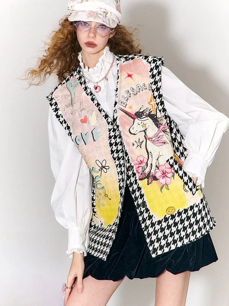 Artist Collaboration Printed Vest Women's Early Spring Layering Shoulder Pad Casual Style Polyester Cotton Blend Fabric
Artist Collaboration Printed Vest Women's Early Spring Layering Shoulder Pad Casual Style Polyester Cotton Blend Fabric