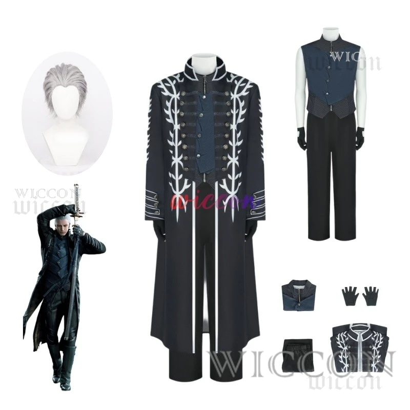 Hot Game DMC5 Cosplay Vergil Cosplay Costume Nelo Complete Outfit Vergil Wig Halloween Carnival Men Suit Jacket Vest Custom Made
Hot Game DMC5 Cosplay Vergil Cosplay Costume Nelo Complete Outfit Vergil Wig Halloween Carnival Men Suit Jacket Vest Custom Made
