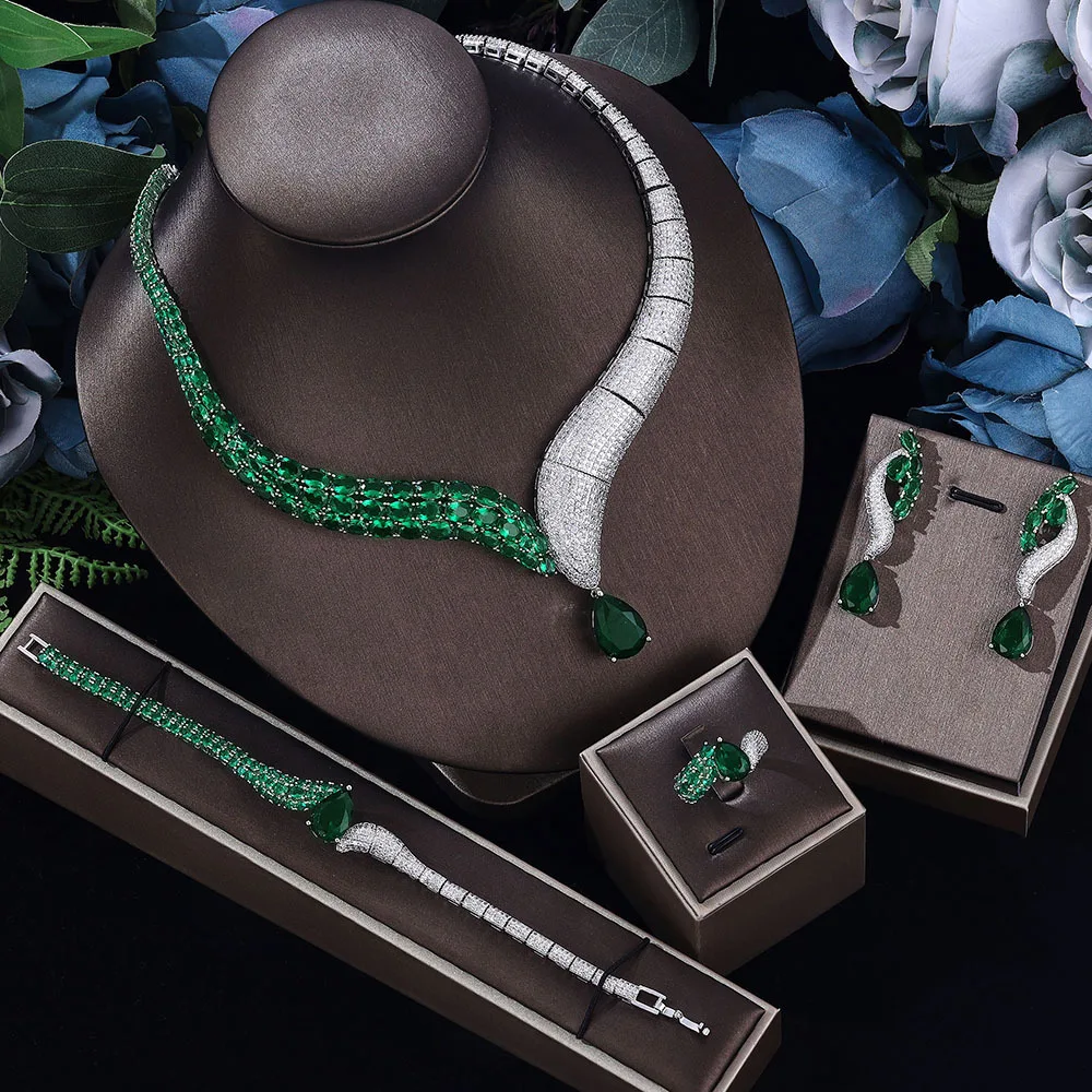DUBAI 4pcs Bridal Zirconia Green Silver Color Mix Necklace Sets For Women Party Jewelry Sets CZ Crystal Wedding Accessories 2023
DUBAI 4pcs Bridal Zirconia Green Silver Color Mix Necklace Sets For Women Party Jewelry Sets CZ Crystal Wedding Accessories 2023