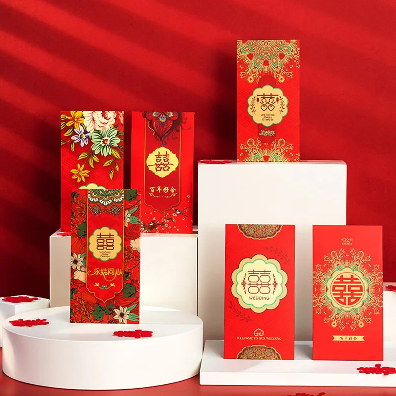 6PCS Vintage Chinese Wedding Blocking Door Red Envelope Bag Personalized Creative Thick Cardboard
6PCS Vintage Chinese Wedding Blocking Door Red Envelope Bag Personalized Creative Thick Cardboard