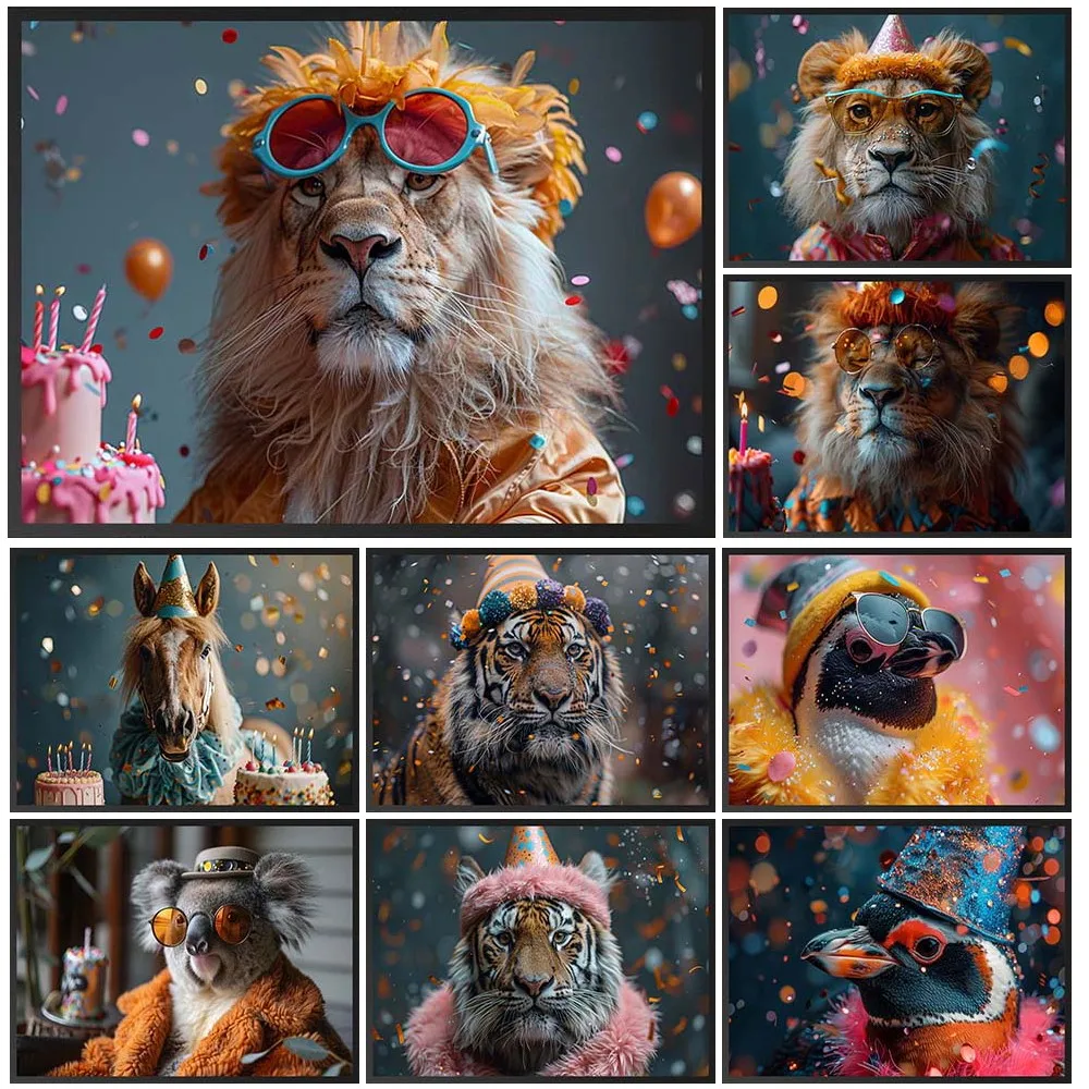 Funny Animals Lion Tiger Birthday Prints Posters Wall Pictures For Living Room Nordic Poster Wall Art Canvas Painting Unframed
Funny Animals Lion Tiger Birthday Prints Posters Wall Pictures For Living Room Nordic Poster Wall Art Canvas Painting Unframed
