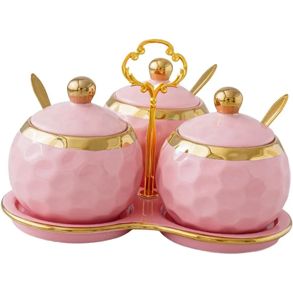 Set of 3 Porcelain Spice Jars with Cute Canisters for Kitchen, Restaurant, or Coffee Bar, Pink, 9.5cm Diameter
Set of 3 Porcelain Spice Jars with Cute Canisters for Kitchen, Restaurant, or Coffee Bar, Pink, 9.5cm Diameter