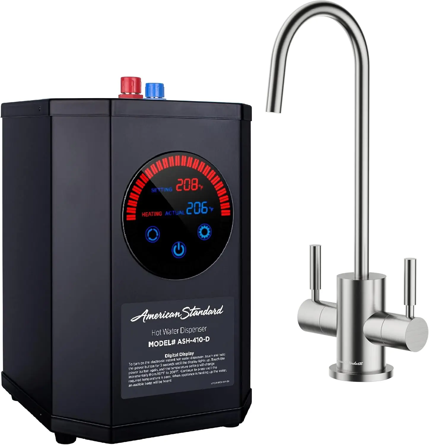 Digital Hot Water Dispenser, 1500W 110V, with Brushed Nickel Dual Handle Faucet Included
Digital Hot Water Dispenser, 1500W 110V, with Brushed Nickel Dual Handle Faucet Included