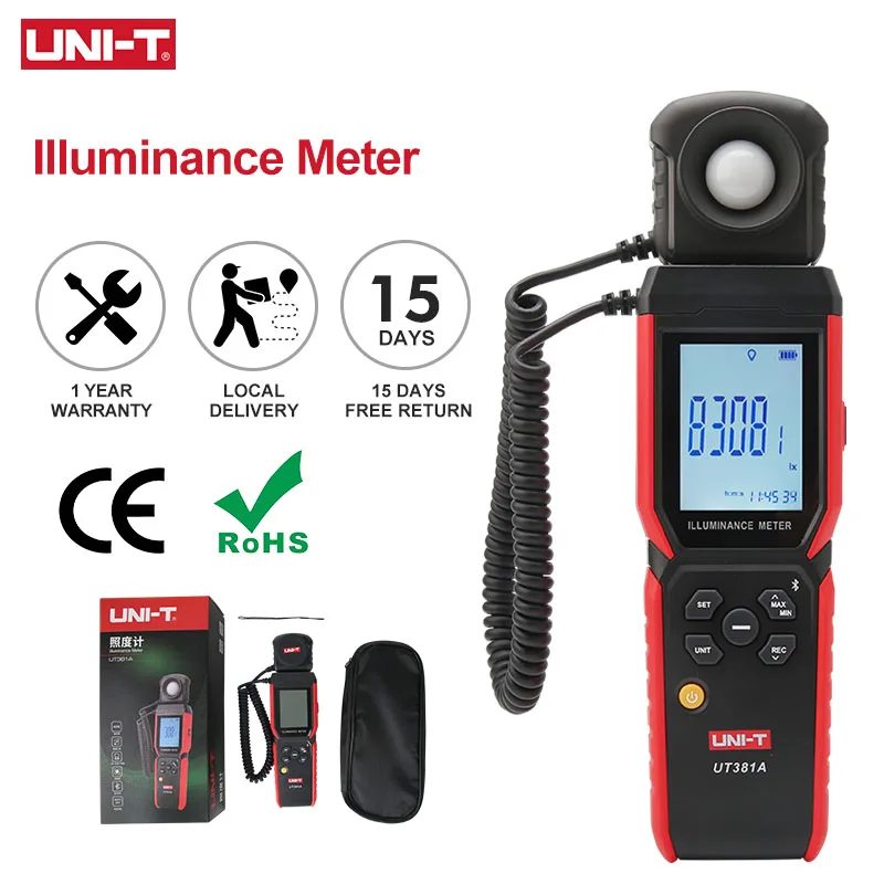 UNI-T Illuminance Meter UT381A 400000 lx Split Rotatable Design Lux Meter Digital Light Meter Photometer With Bluetooth APP
UNI-T Illuminance Meter UT381A 400000 lx Split Rotatable Design Lux Meter Digital Light Meter Photometer With Bluetooth APP