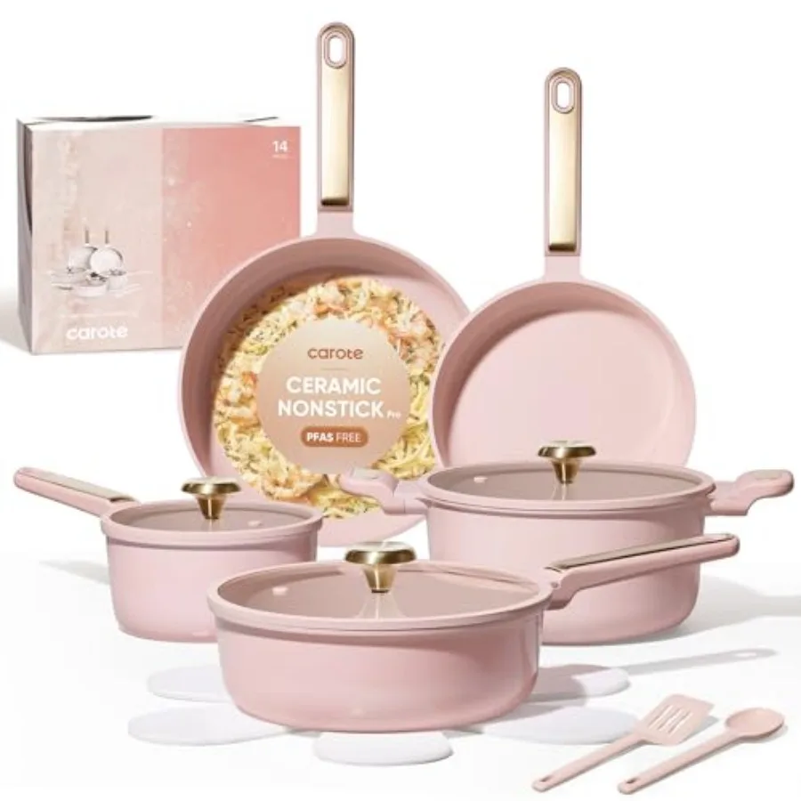 Ceramic Cookware Set Nonstick, 14pcs Pots and Pans Set Nonstick, Non-Toxic and PFAS-Free, Dishwasher, RV/Camping Cookware Set,
Ceramic Cookware Set Nonstick, 14pcs Pots and Pans Set Nonstick, Non-Toxic and PFAS-Free, Dishwasher, RV/Camping Cookware Set,