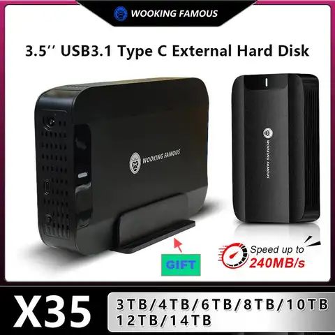 CoolFish HDD 3.5'' External Hard Disk 3TB/4TB/6TB/8TB/10TB/12TB TypeC Hard Drive External Storage Decives Hard Disks for PC/ Mac