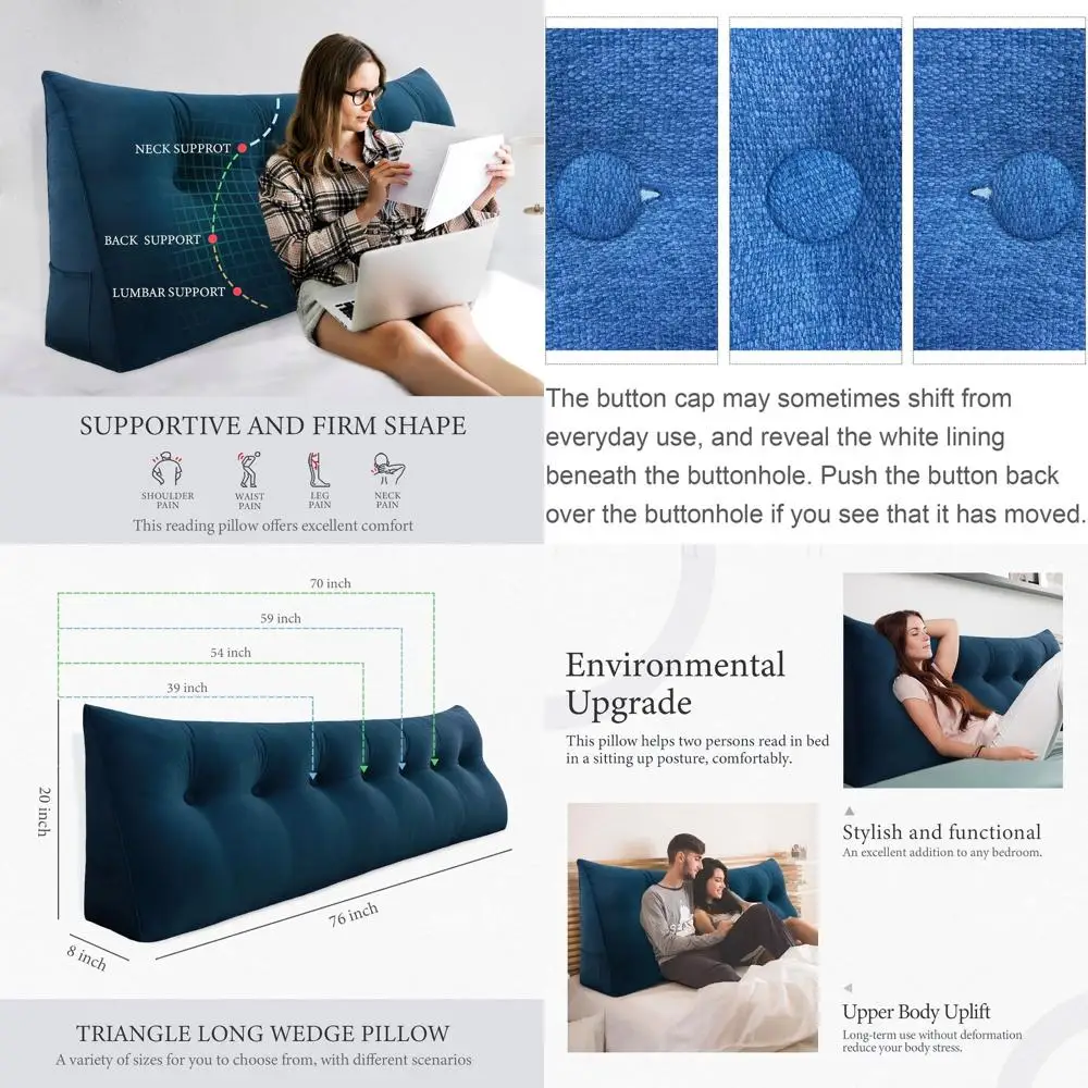 3-in-1 Large Velvet Queen Pillow - Wedge Reading, Couch Daybed Support, Bed Backrest Cushion, Deep Blue
3-in-1 Large Velvet Queen Pillow - Wedge Reading, Couch Daybed Support, Bed Backrest Cushion, Deep Blue