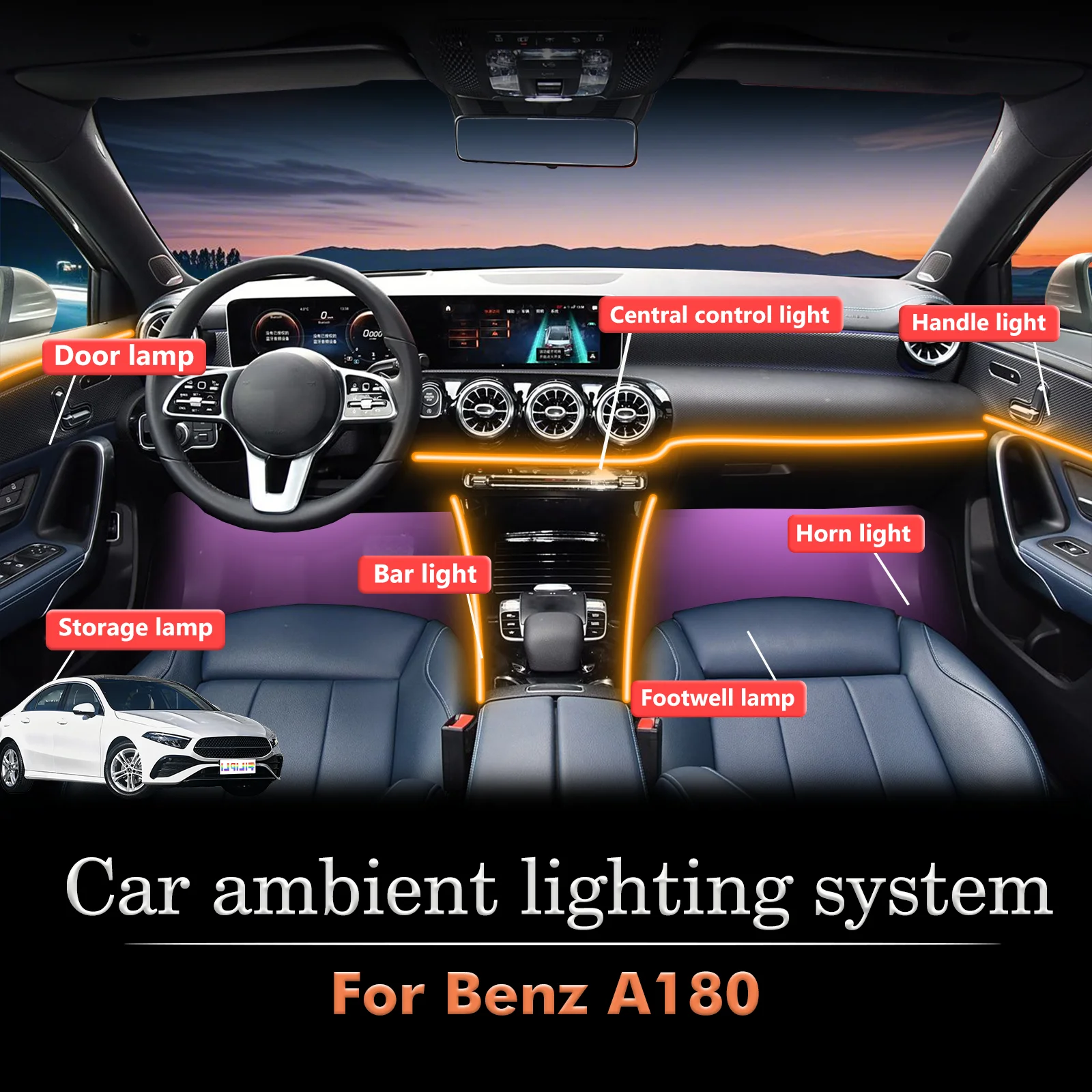 For BenZ A180 Smart Remote Control RGB 64 Colors LED Car Interior Ambient Light Energy Saving Efficient Lamp Kit
For BenZ A180 Smart Remote Control RGB 64 Colors LED Car Interior Ambient Light Energy Saving Efficient Lamp Kit