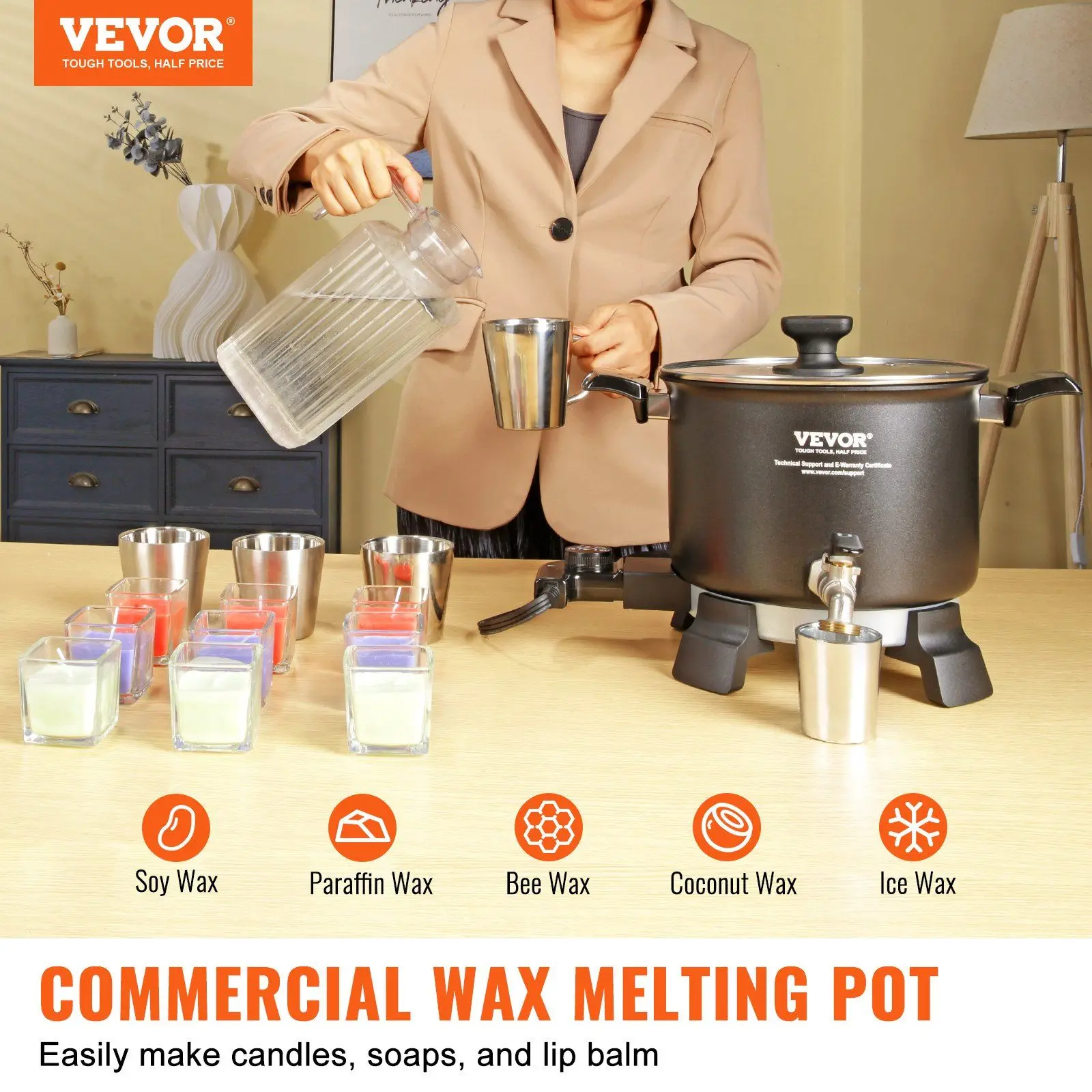 5L Electric Wax Melter for Candle Making 4-Temp Control Easy Pour Spout Large Pot
5L Electric Wax Melter for Candle Making 4-Temp Control Easy Pour Spout Large Pot