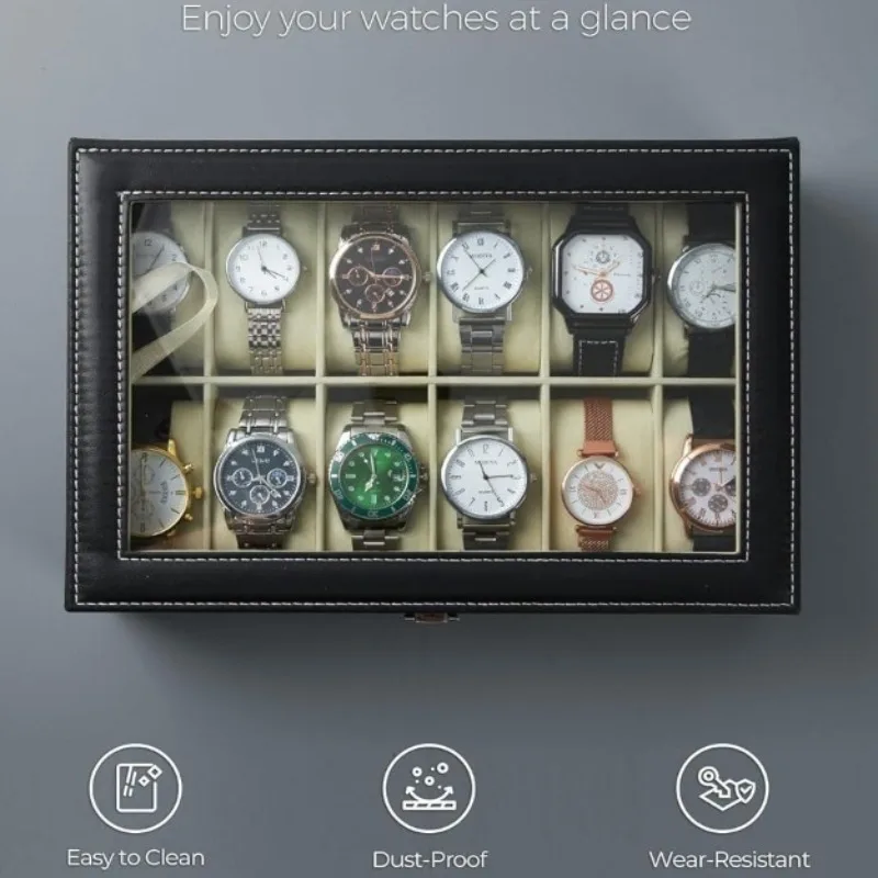 Коробка для часов LIUSHADUOLA с 12 отделениями и крышкой дисплея | Толстая искусственная кожа, съемная мягкая подкладка, большая вместимость для хранения
Коробка для часов LIUSHADUOLA с 12 отделениями и крышкой дисплея | Толстая искусственная кожа, съемная мягкая подкладка, большая вместимость для хранения