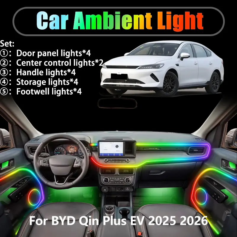 Для BYD Qin Plus EV 2025 2026 2/18 в 1, автомобильное окружающее освещение, светодиодные внутренние светодиодные фонари багажника, USB RGB, ансамбль, стример, автозапчасти
Для BYD Qin Plus EV 2025 2026 2/18 в 1, автомобильное окружающее освещение, светодиодные внутренние светодиодные фонари багажника, USB RGB, ансамбль, стример, автозапчасти
