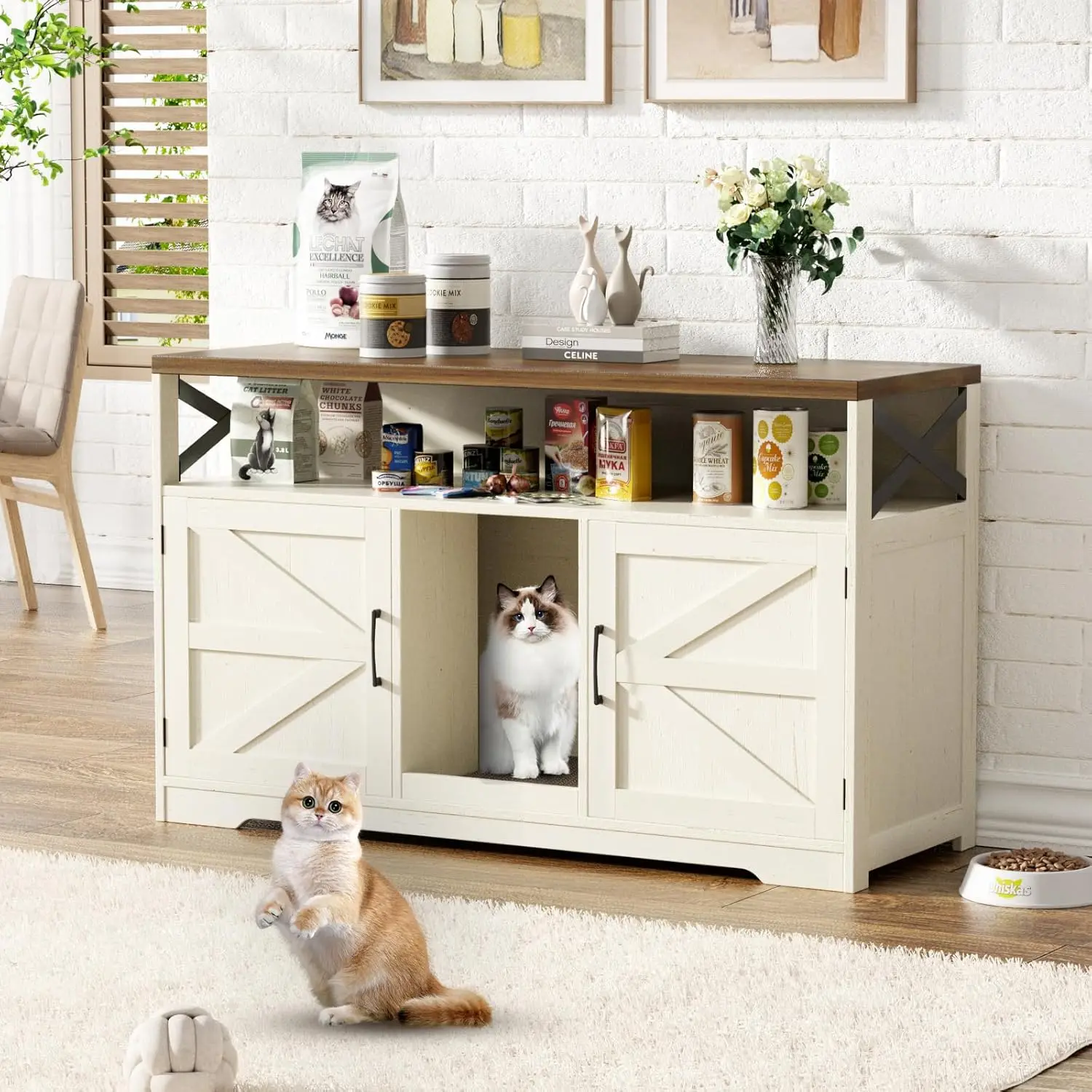 Cat Litter Box Enclosure for 2 Cats, 47" Double Hidden Litter Box Furniture with Scratch Pad
Cat Litter Box Enclosure for 2 Cats, 47" Double Hidden Litter Box Furniture with Scratch Pad