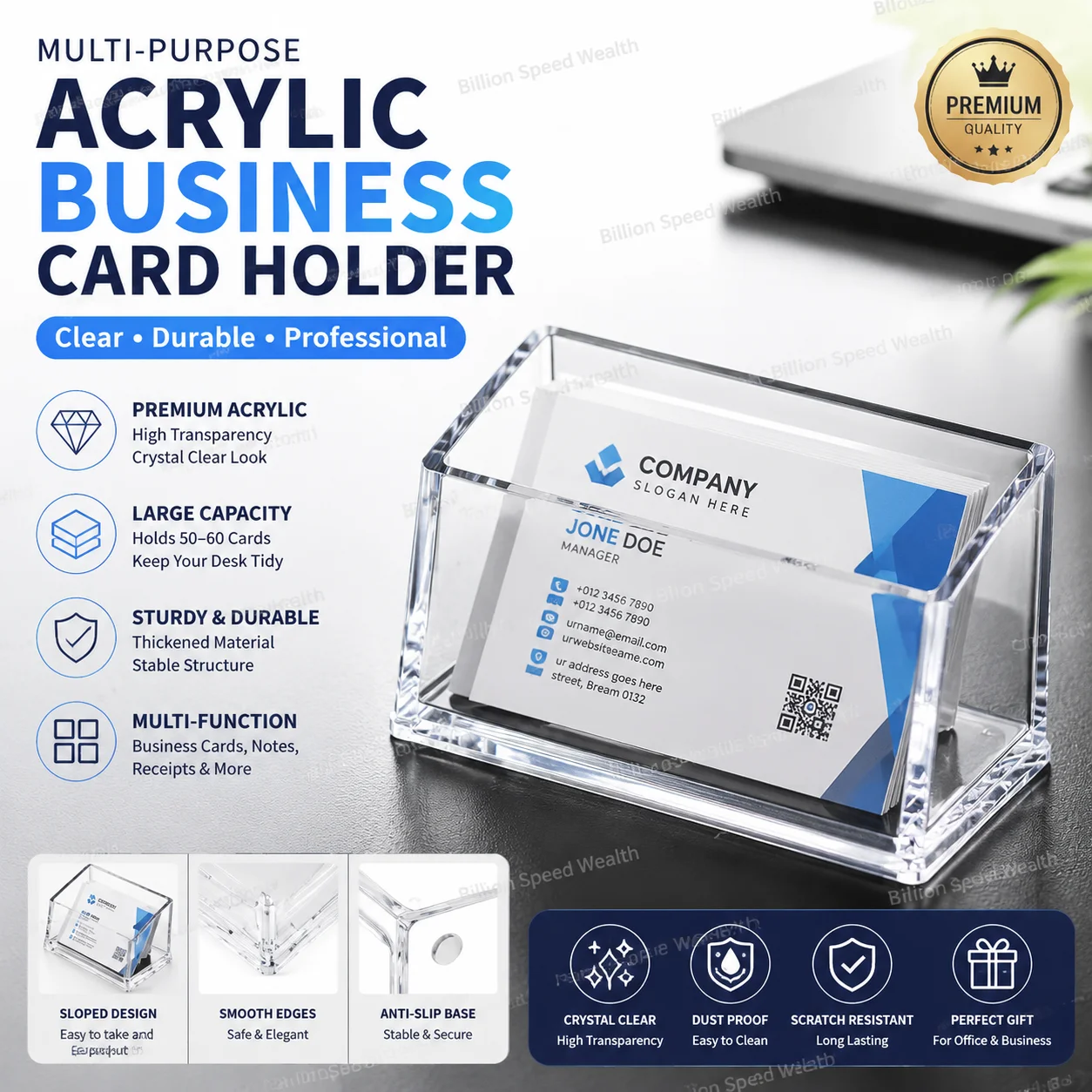 Transparent Multi-Purpose Acrylic Business Card Box
Transparent Multi-Purpose Acrylic Business Card Box