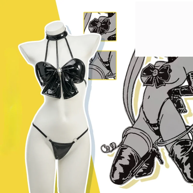 Women Patent Leather Bow Bikini Swimsuit Amine Swimwear Uniform Costume Cosplay Sexy Japanese Role Play Underwear Halloween Girl
Women Patent Leather Bow Bikini Swimsuit Amine Swimwear Uniform Costume Cosplay Sexy Japanese Role Play Underwear Halloween Girl
