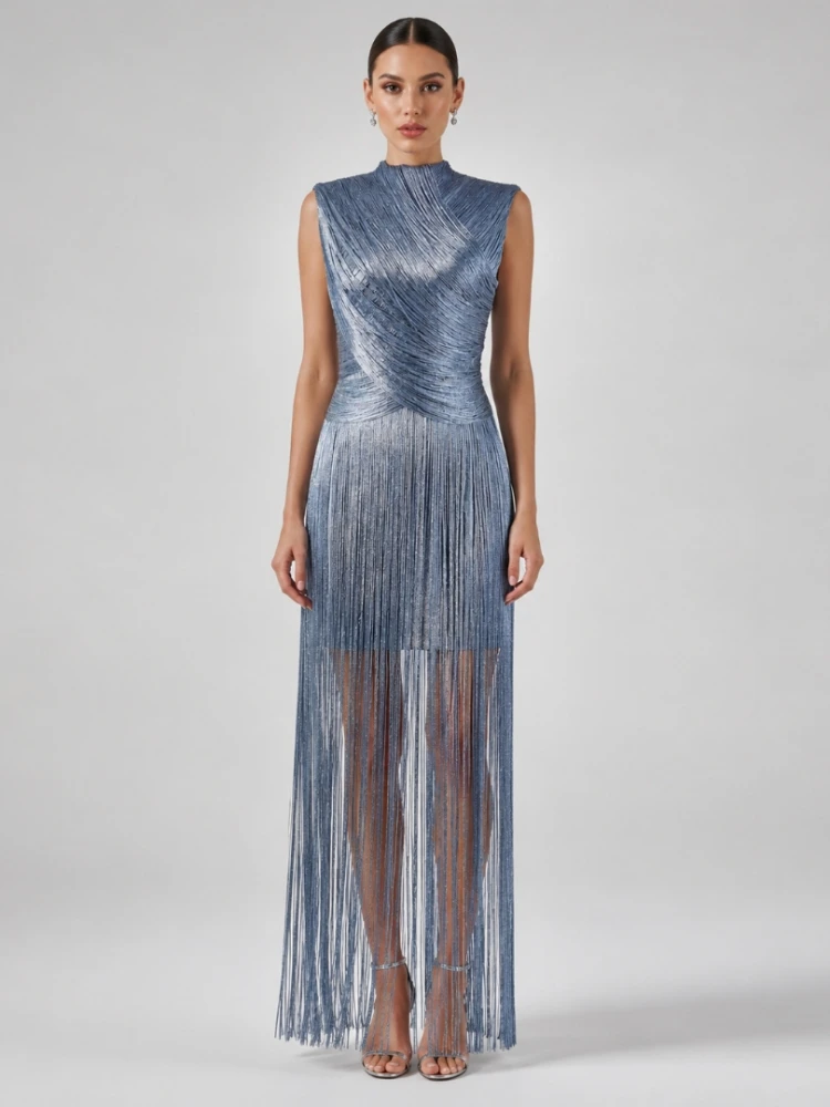 Sexy O Neck Crisscross Tassel Design Bandage Dress Women Sleeveless Fringe Slim Dresses Evening Party Cocktail Gowns
Sexy O Neck Crisscross Tassel Design Bandage Dress Women Sleeveless Fringe Slim Dresses Evening Party Cocktail Gowns