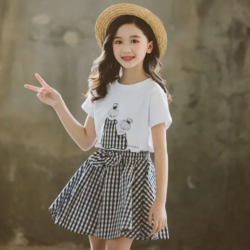 2025 Summer baby kids Girls Clothes Children Set Outfits Fashion Toddler T-shirt + Plaid Skirt 2 3 4 5 6 7 8 9 10 11 12 13 Years
2025 Summer baby kids Girls Clothes Children Set Outfits Fashion Toddler T-shirt + Plaid Skirt 2 3 4 5 6 7 8 9 10 11 12 13 Years