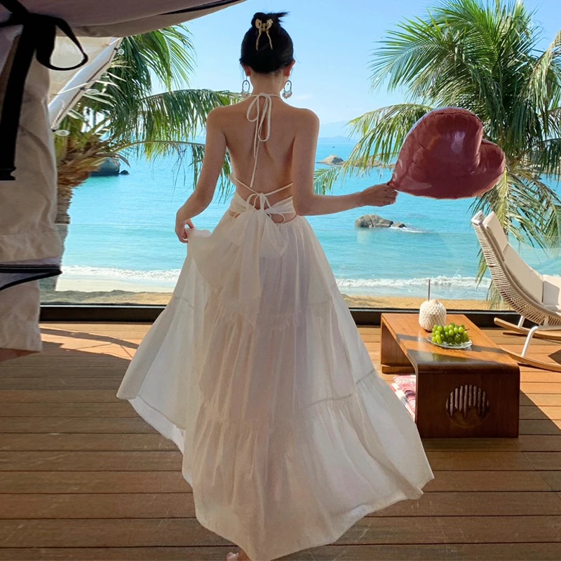 Stunning Sexy Backless White Strapless Dress Women's Summer Fairy Tale Beach Vacation Long Skirt French Style High Waist Cotton
Stunning Sexy Backless White Strapless Dress Women's Summer Fairy Tale Beach Vacation Long Skirt French Style High Waist Cotton